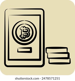 Icon Bitcoin Payment. related to Cryptography symbol. hand drawn style. simple design illustration