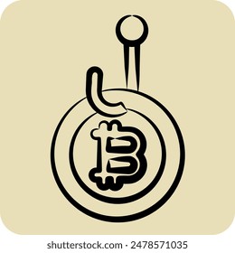 Icon Bitcoin Phising. related to Cryptography symbol. hand drawn style. simple design illustration