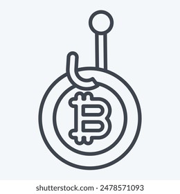 Icon Bitcoin Phising. related to Cryptography symbol. line style. simple design illustration