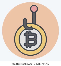 Icon Bitcoin Phising. related to Cryptography symbol. color mate style. simple design illustration