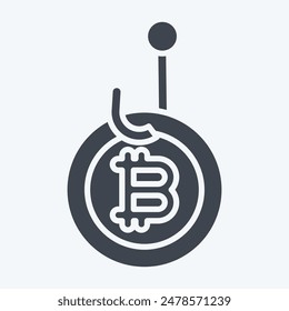 Icon Bitcoin Phising. related to Cryptography symbol. glyph style. simple design illustration