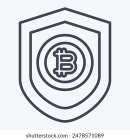 Icon Bitcoin Protection. related to Cryptography symbol. line style. simple design illustration