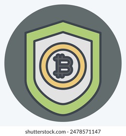 Icon Bitcoin Protection. related to Cryptography symbol. color mate style. simple design illustration