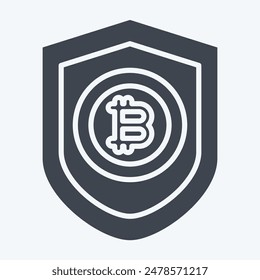 Icon Bitcoin Protection. related to Cryptography symbol. glyph style. simple design illustration