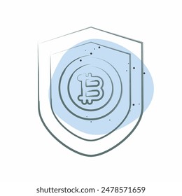 Icon Bitcoin Protection. related to Cryptography symbol. Color Spot Style. simple design illustration