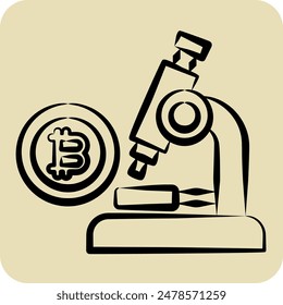 Icon Bitcoin Research. related to Cryptography symbol. hand drawn style. simple design illustration