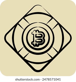 Icon Bitcoin Safety. related to Cryptography symbol. hand drawn style. simple design illustration