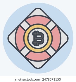 Icon Bitcoin Safety. related to Cryptography symbol. color mate style. simple design illustration