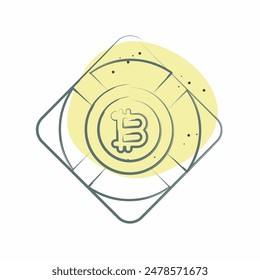 Icon Bitcoin Safety. related to Cryptography symbol. Color Spot Style. simple design illustration