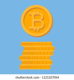 Icon Bitcoin. A stack of coins. Crypto currency. Vector image.