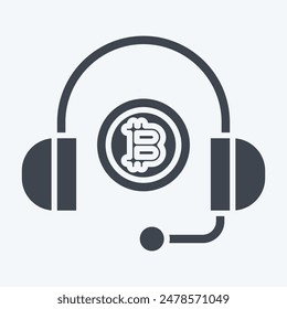 Icon Bitcoin Support. related to Cryptography symbol. glyph style. simple design illustration