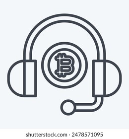 Icon Bitcoin Support. related to Cryptography symbol. line style. simple design illustration