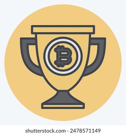 Icon Bitcoin Trophy. related to Cryptography symbol. color mate style. simple design illustration