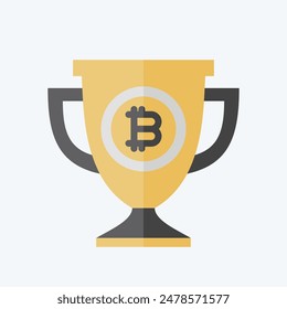 Icon Bitcoin Trophy. related to Cryptography symbol. flat style. simple design illustration