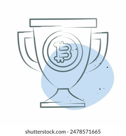 Icon Bitcoin Trophy. related to Cryptography symbol. Color Spot Style. simple design illustration