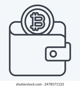 Icon Bitcoin Wallet. related to Cryptography symbol. line style. simple design illustration