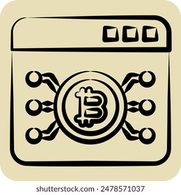 Icon Bitcoin Web. related to Cryptography symbol. hand drawn style. simple design illustration