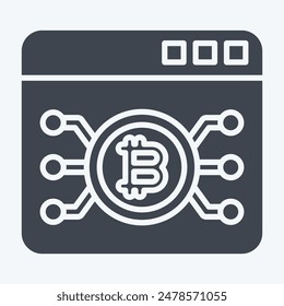 Icon Bitcoin Web. related to Cryptography symbol. glyph style. simple design illustration