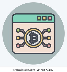 Icon Bitcoin Web. related to Cryptography symbol. color mate style. simple design illustration