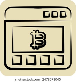 Icon Bitcoin Website. related to Cryptography symbol. hand drawn style. simple design illustration