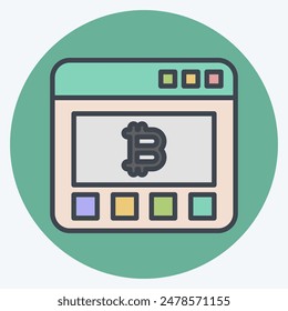 Icon Bitcoin Website. related to Cryptography symbol. color mate style. simple design illustration