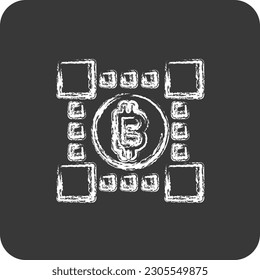 Icon Bitcoins Technology. suitable for education symbol. chalk Style. simple design editable vector