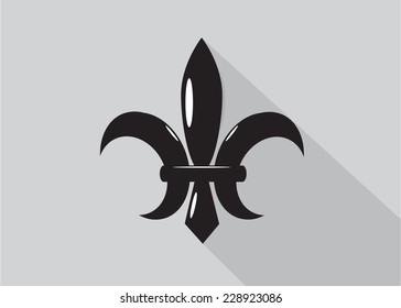 icon. A black abstract lily on a gray background with a shadow