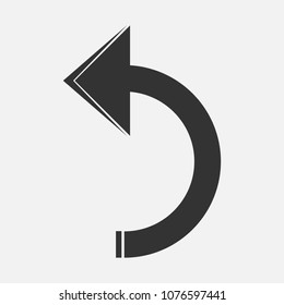 Icon of black arrows on white background. Arrow icon with left turn.