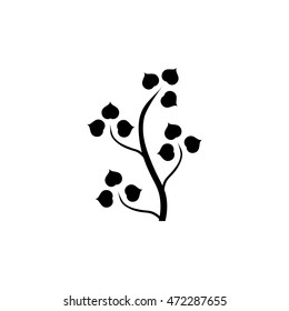 Icon black branch of tree on white background. Template for prints, decoration. Fashion and modern graphic . Abstract stylish design. Vector illustration.