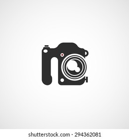 icon black camera on white background vector illustration