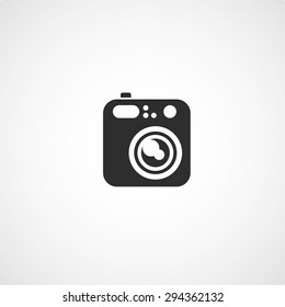 icon black camera on white background vector illustration