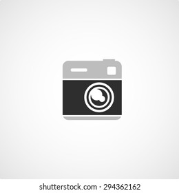 icon black camera on white background vector illustration