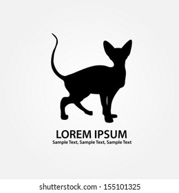 Icon black cat silhouette in the background. Vector EPS 10 illustration.