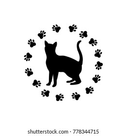 Icon of a black cat, traces of a cat's paws