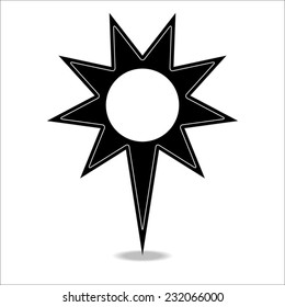 Icon of black color, mark in an arrangement point. Vector element of design. 