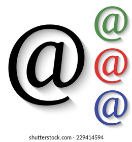 at icon - black and colored (green, red, blue) illustration with shadow
