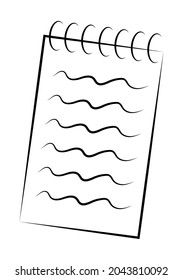 icono de un dibujo de contorno negro de la lista en el bloc de notas