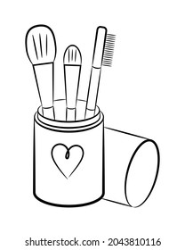 the icon of the black contour drawing of makeup brushes