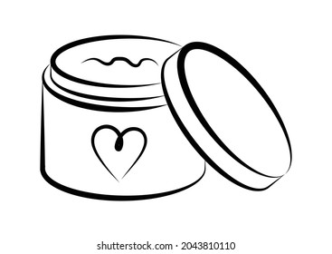 icon of a black contour drawing of an open jar of cream
