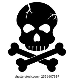 icon of the Black Death, danger or poison. Skull Crossbones Human shape. Satanic image. Horror icon. Halloween icon