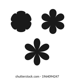 Icon black flowers six leaf