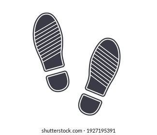 icon black footprints from shoes on the ground. flat vector illustration.