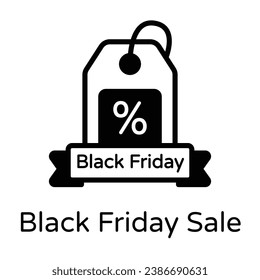 Icono de venta de viernes negro en diseño sólido 