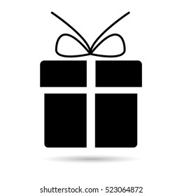 Icon black gift box on a white background