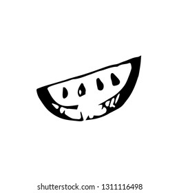 Icon black Hand drawn Simple outline melon fresh fruit symbol. on white background