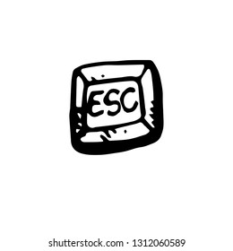 Icon black Hand drawn Simple outline Escape symbol. vector Illustrator. on white background