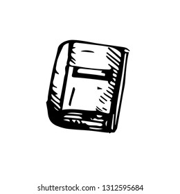 Icon black Hand drawn Simple outline book Symbol. vector Illustrator. on white background