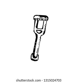 Icon black Hand drawn Simple outline Crutch Symbol. vector Illustrator. on white background
