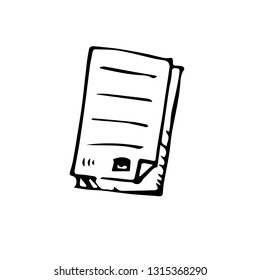 Icon black Hand drawn Simple outline note paper Symbol. vector Illustrator. on white background