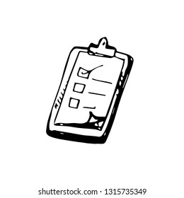 Icon black Hand drawn Simple outline checklist Symbol. vector Illustrator. on white background